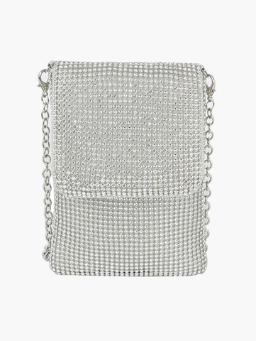 Evening Clutch Purse Mesh Crossbody Bag: SILVER