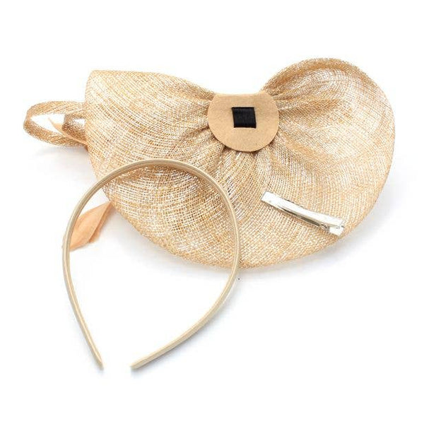 Style Charlotte. Gold Sinamay Fascinator