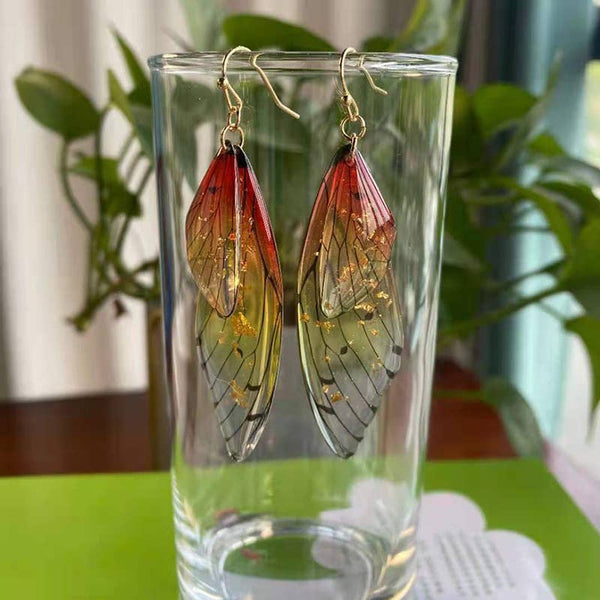 Gradient Cicada Wings Butterfly Wings Earrings: F