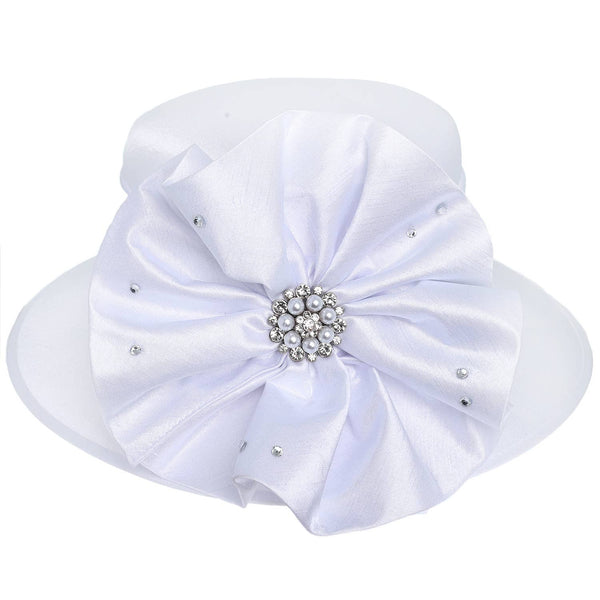 Floral Down Brim Brooch Accent Dressy Braid Hat: Burgundy