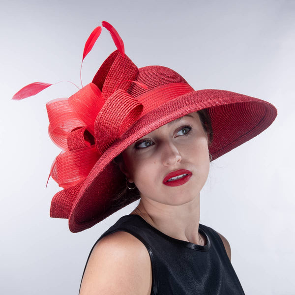 331881 Metallic Wide-Brimmed Church Hats: NAVY / Metallic