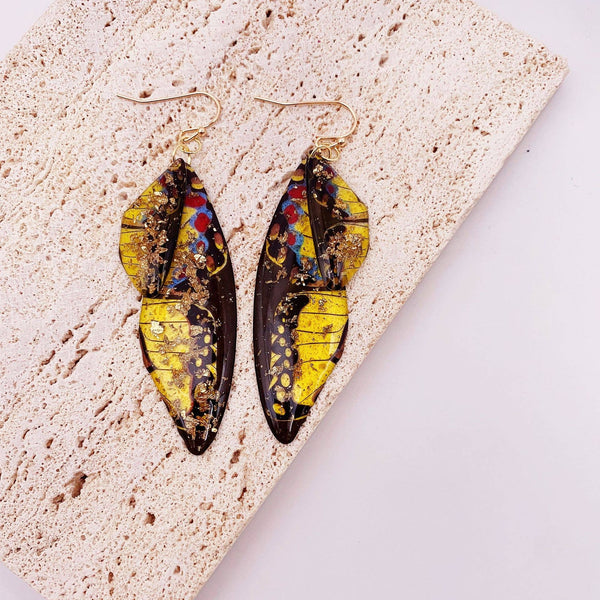 Gradient Cicada Wings Butterfly Wings Earrings: F