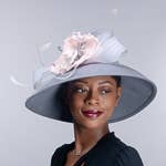 400783 Silk Flower Bow Down Brim Wool Felt Hats: IVORY / Felt