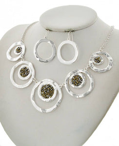 FR6461 Silver_Hematite Disc Graduate 2-Open Circle Set