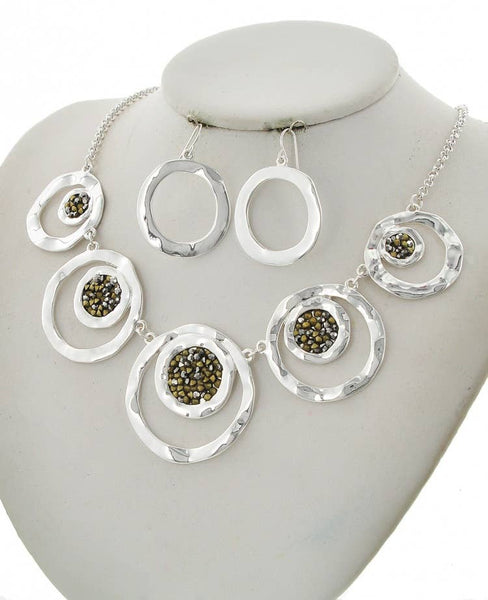 FR6461 Silver_Hematite Disc Graduate 2-Open Circle Set