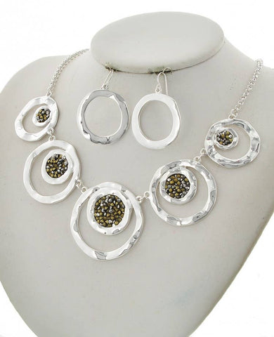 FR6461 Silver_Hematite Disc Graduate 2-Open Circle Set