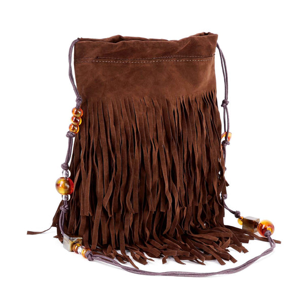 Boho Fringe Shoulder Bag: Coffee