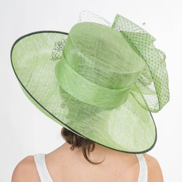 Large Two Tone Veil Sinamay Hat`: Lt. Pink+Navy