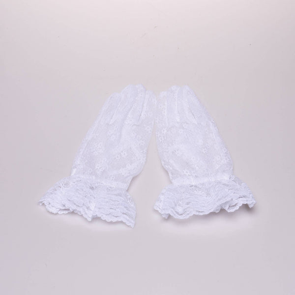 GLOVE-01 Wrist Length Lace Gloves: Black