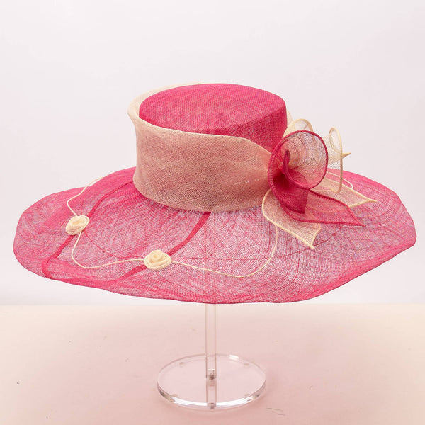 Two tone  Callalily Adorned Wide Soft Sinamay Hats | 117138: Yellow/Blue Ice