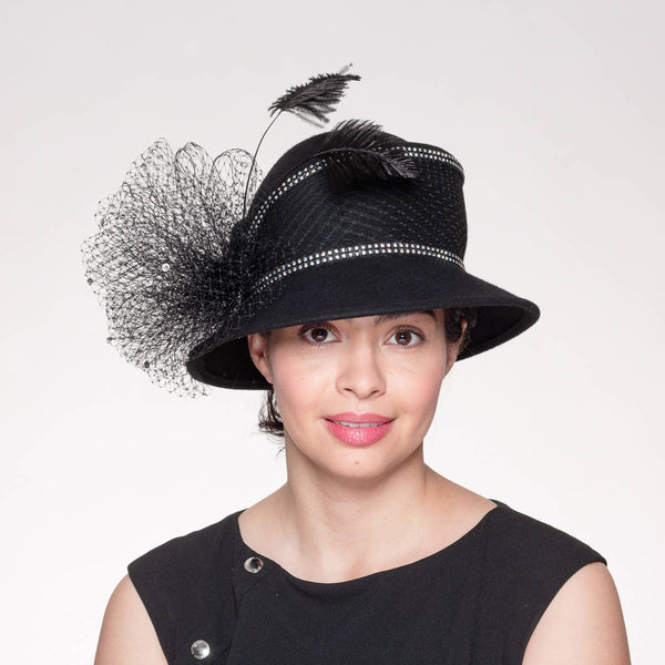 400769 Wool Felt Tear Drop Crown Hat: MINK / BROWN / Felt