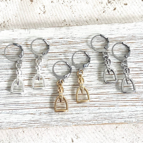 Horse bit earrings stirrup earrings Equestrian derby: Matte gold