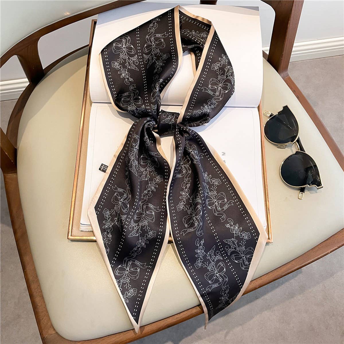 FASHIONABLE DOUBLE-LAYER NARROW SILK HEAD SCARF_CWASC1512: TYPE33 / (OS) 1
