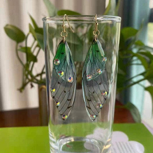 Gradient Cicada Wings Butterfly Wings Earrings: F