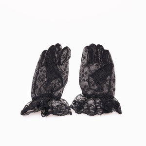 GLOVE-01 Wrist Length Lace Gloves: Black