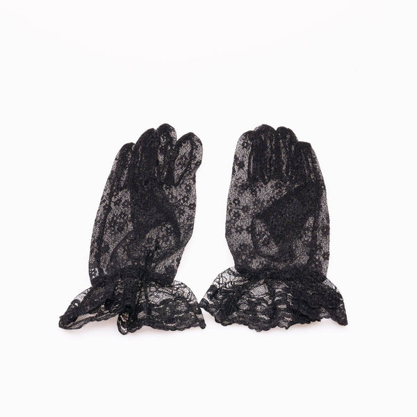 GLOVE-01 Wrist Length Lace Gloves: Black