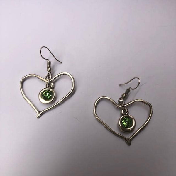 5R91T heart earring with mini round drop crystal: Citrine