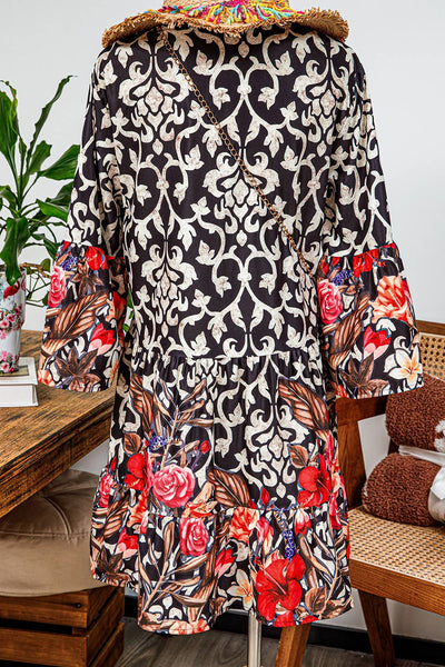 Retro Floral Mixed Print A-line Dress
