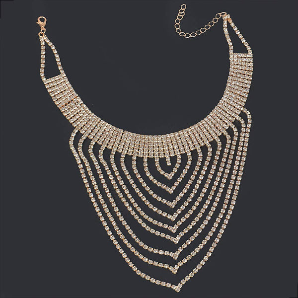Layered Rhinestone Necklace: Silver