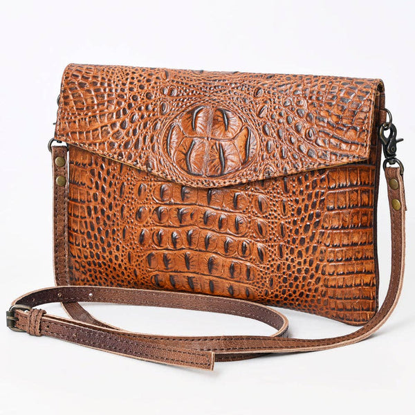 ADBGS178 Crocodile Embossed Genuine Leather Crossbody Envelope - Western Style: ADBGS178BJ