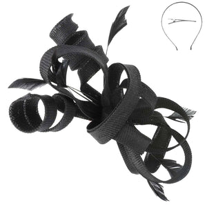 3-Piece Flax Fabric Fascinator Headband and Clip: Black