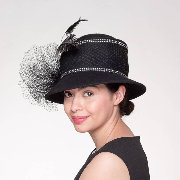 400769 Wool Felt Tear Drop Crown Hat: MINK / BROWN / Felt