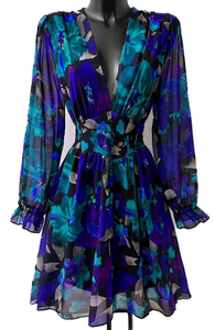 Royal Floral Fit-and-Flare Dress