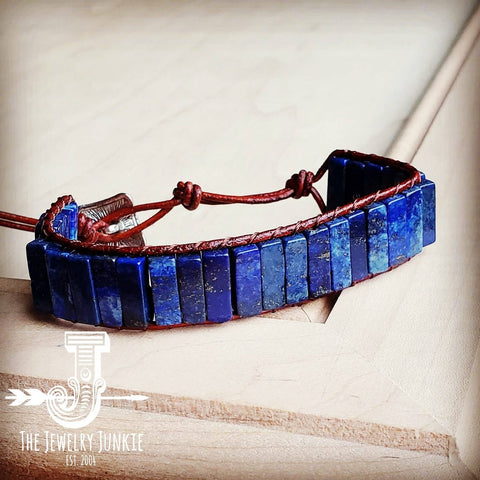 Woven Stacked Stone Bracelet - Blue Lapis