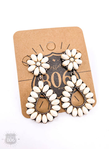 806-E241 * Open Teardrop with Flower Post Earring