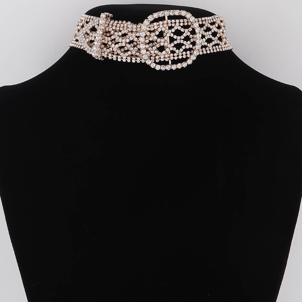 Diamond Belt Choker Necklace: Gold Clear
