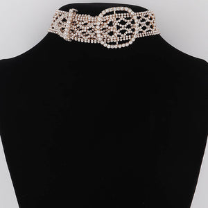 Diamond Belt Choker Necklace: Gold Clear