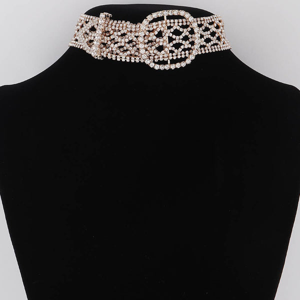 Diamond Belt Choker Necklace: Gold Clear