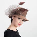 400769 Wool Felt Tear Drop Crown Hat: MINK / BROWN / Felt