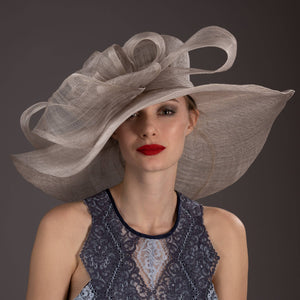 Large Wrapped Abstract Bow Sinamay Hat | 116033: Silver
