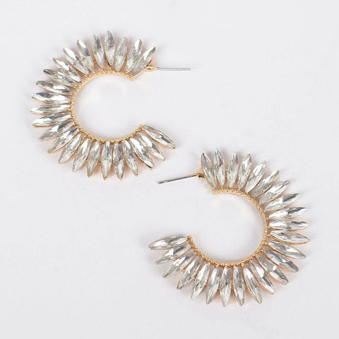 Rhinestone Earring: Clear Gold