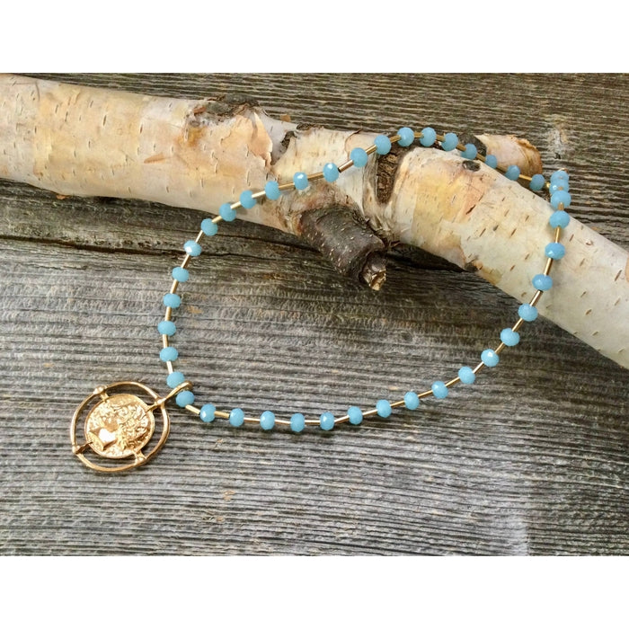 Necklace blue coin
