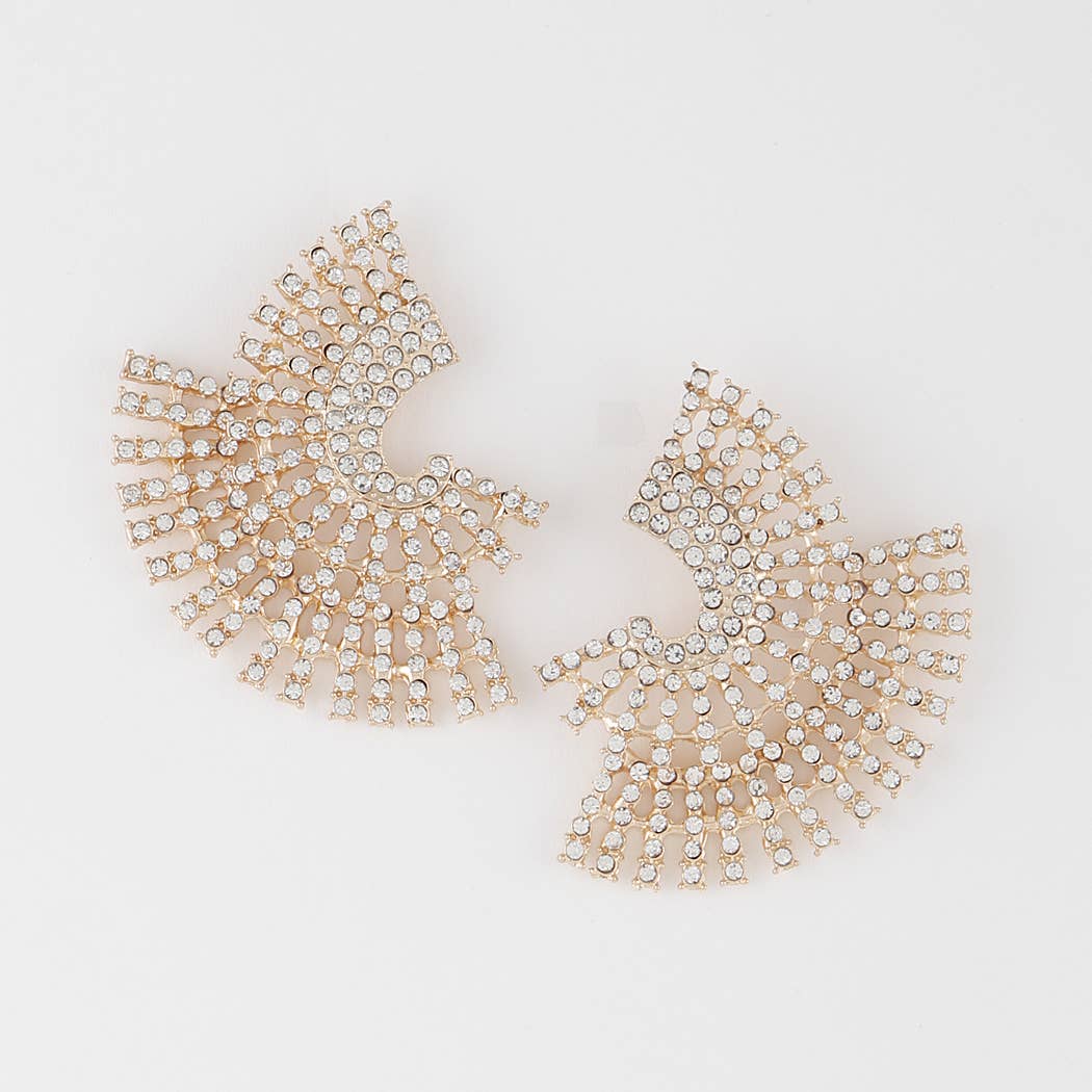 Multi Rhinestone Disk Earrings: Gold Clear