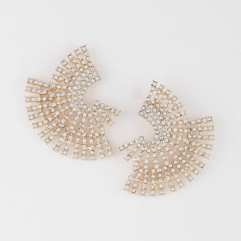 Multi Rhinestone Disk Earrings: Gold Clear