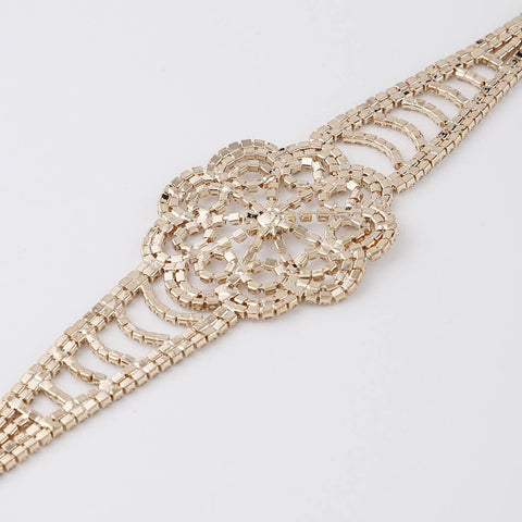 Jeweled Flower Choker Necklace: Gold Clear