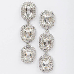 Rhinestone Dangle Earring: Silver