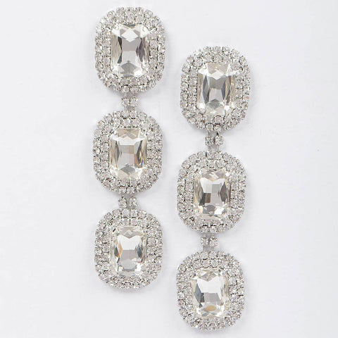 Rhinestone Dangle Earring: Silver