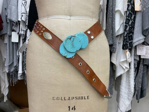 Turquoise and Leather Belt