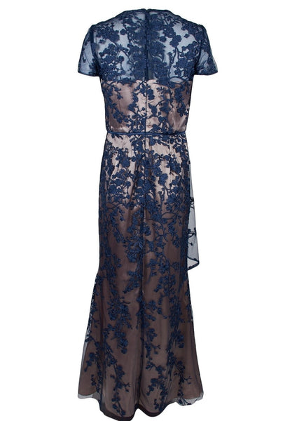 Navy Lace Gown with Nude Liner