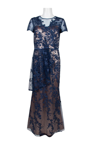 Navy Lace Gown with Nude Liner