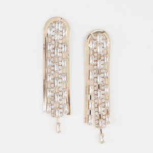 Jewel Crystal Frame Drop Earrings: Gold Clear