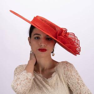 Large Sinamay brim with small crown | 119181B: Red