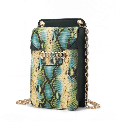 Yael Snake embossed Vegan Leather Phone Crossbody by Mia K