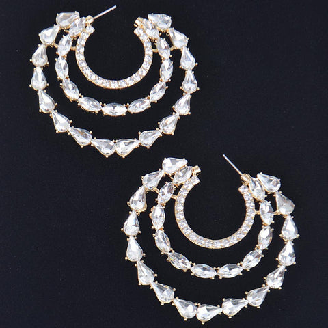 Stone Double Hoop Earring: Clear