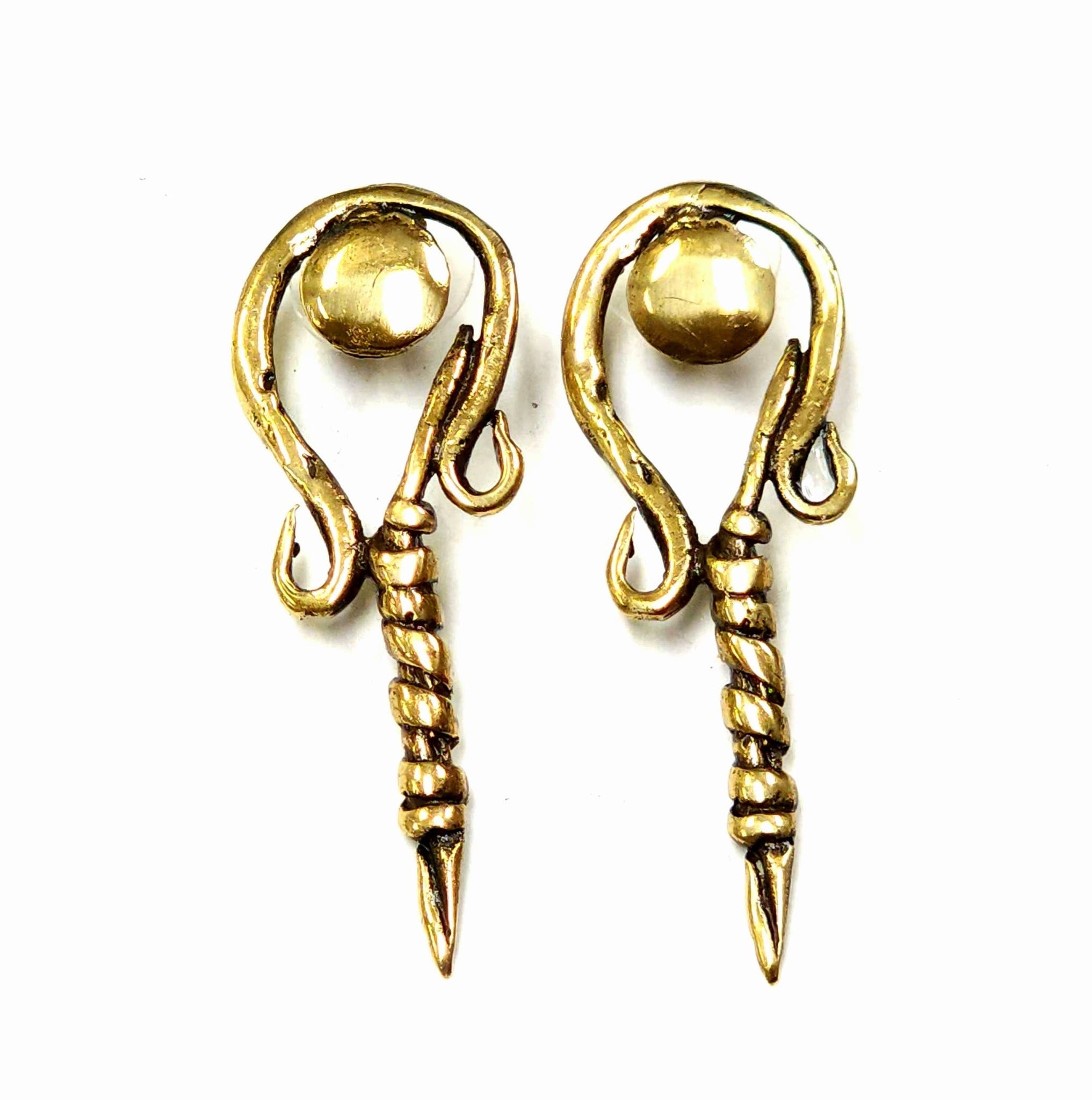 Item # BRN-4031 - Hand Made Artistic Brass Earrings